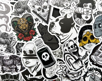 10-100 Random Mystery Goth Dark Stickers Creepy Devil Skull Sticker