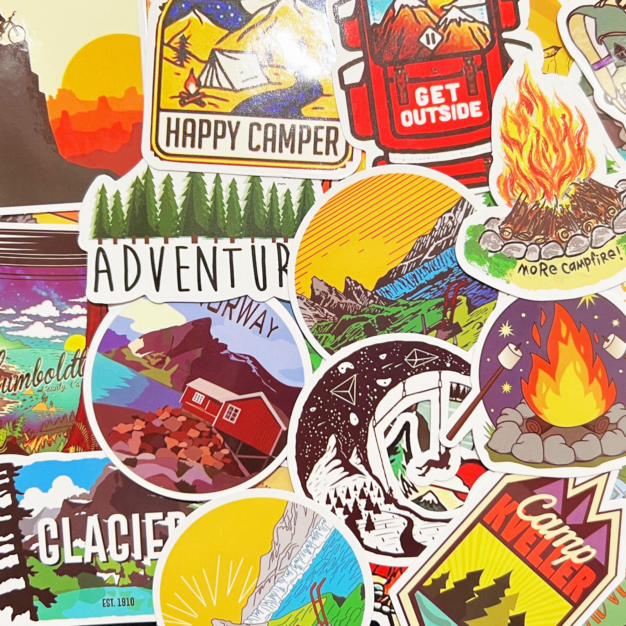 50 Summer Outdoor Camping Hiking Stickers Pack National Park Nature Set ...