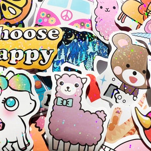 10-100 Cute Holographic & Reflective Sticker Pack Happy Themes