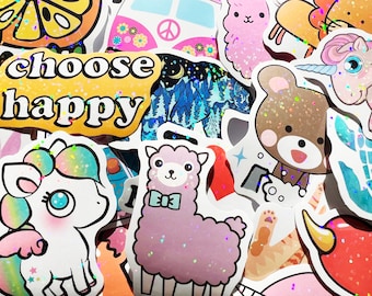 10-100 Cute Holographic & Reflective Sticker Pack Happy Themes