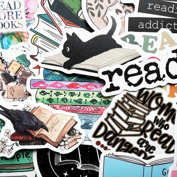 10-100 autocollants sur le thème du livre Kindle Reader Bookish Reading Sticker Pack