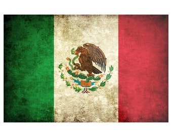 Aged Look Worn Mexico Flag Grunge Sticker 5x3 Inch Laptop Bumper Decal