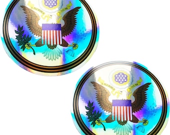 2x Adesivos brilhantes de foca americana grande E Pluribus Unum decalques de para-choque dos Estados Unidos