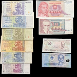 10 banknoten Geldscheine Thema Währung Welt Papiergeld Lot Banknotenset