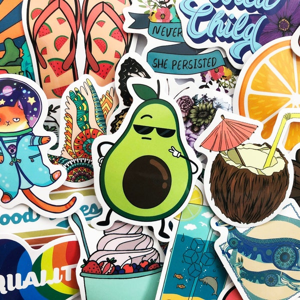 100 Cool Mixed Colors Sticker Lot Fun Pack Skateboard Laptop Car Decals