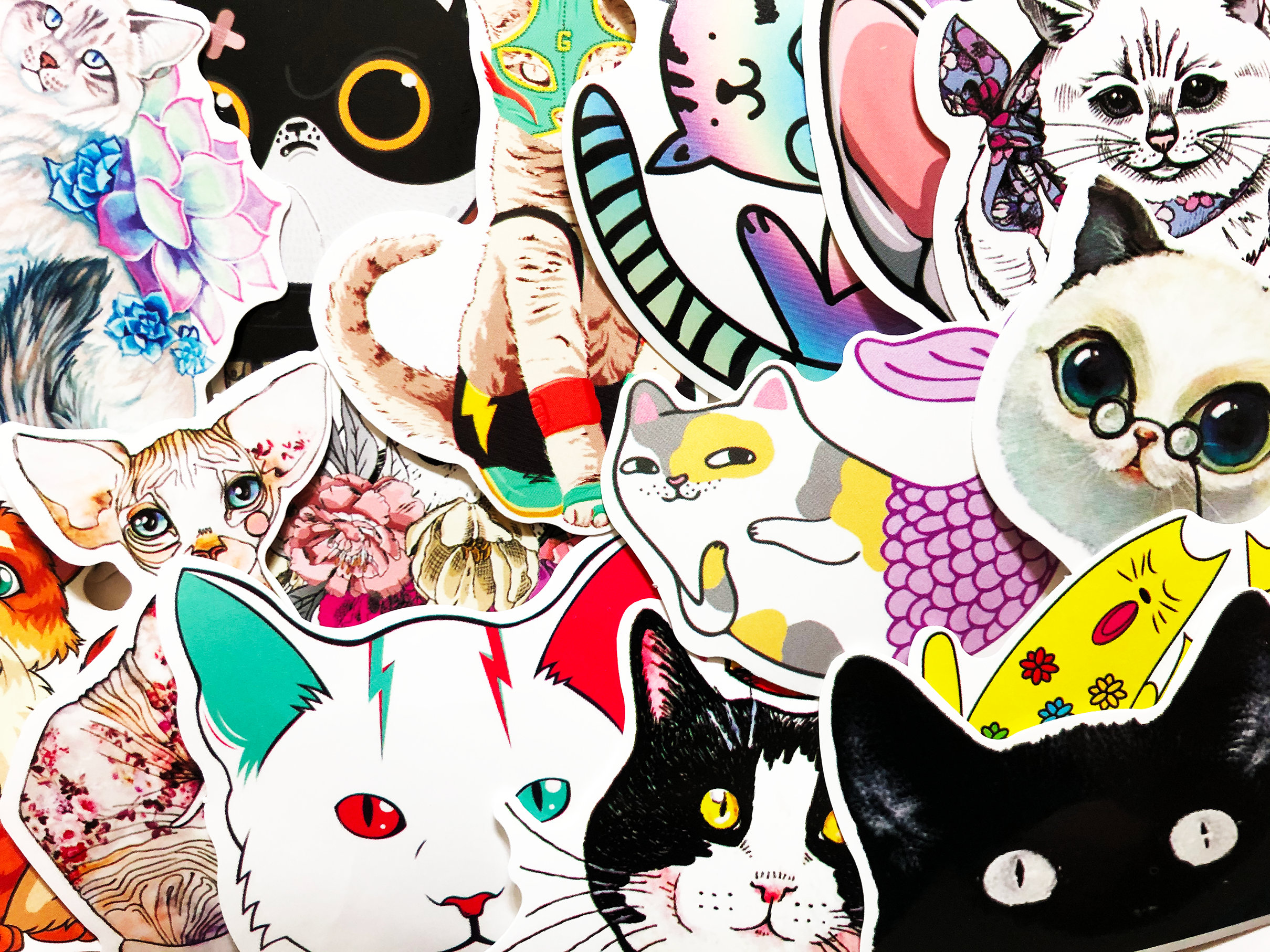 50pcs Kawaii Chunky Pet Animal Stickers Cute Grey Pusheens Cat Decorative  Scrapbook Notebook DIY Waterproof Kid