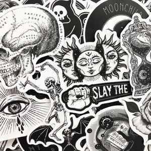 Buy 50 Cool Black and White Goth Laptop Stickers Dark Skull Tattoo ...