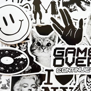 10-100 Black & White Transparent Sticker Pack