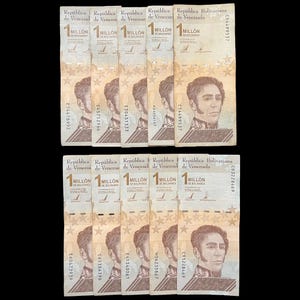 10x Venezuela 1 Million Bolivar Soberano Banknote Welt Papiergeld Bolivares