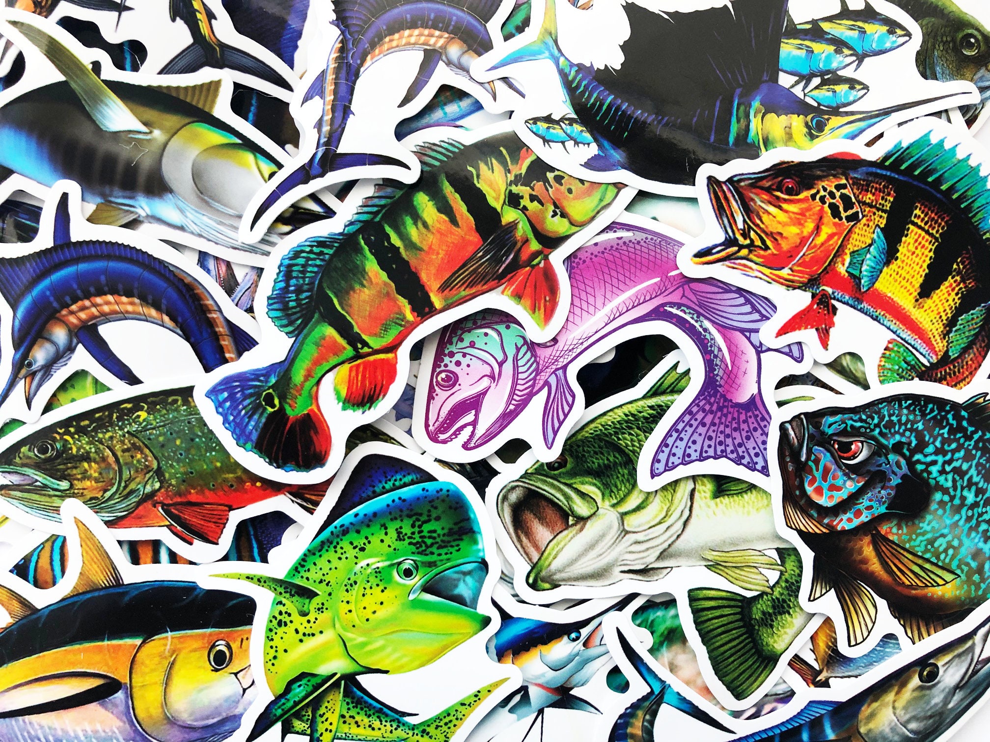 50 Fish Aquarium Ocean Stickers Fishing Decals Pack Etsy