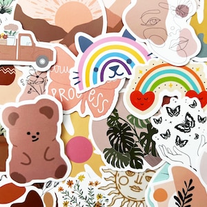 100 Retro Boho Sticker Pack Set Mix Laptop Planner Vintage Antique Bohemian Stickers