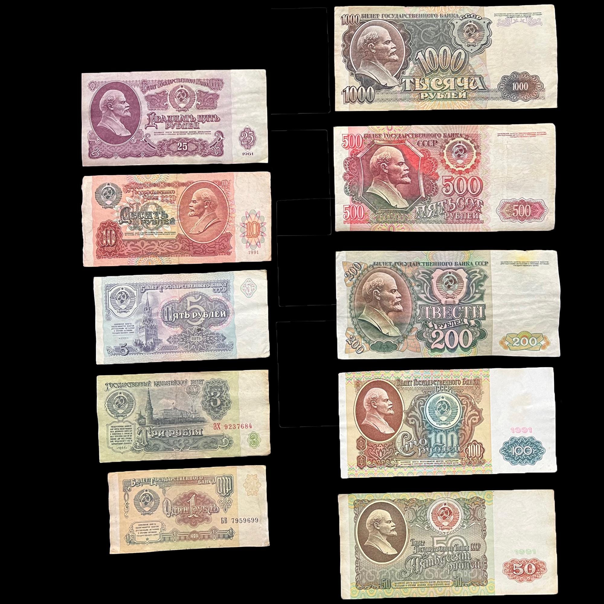 Soviet Union Currency S.U.R. & R Tools 1991 USSR 10 Ruble Banknote -  Collection Piece Communist Era Memorabilia