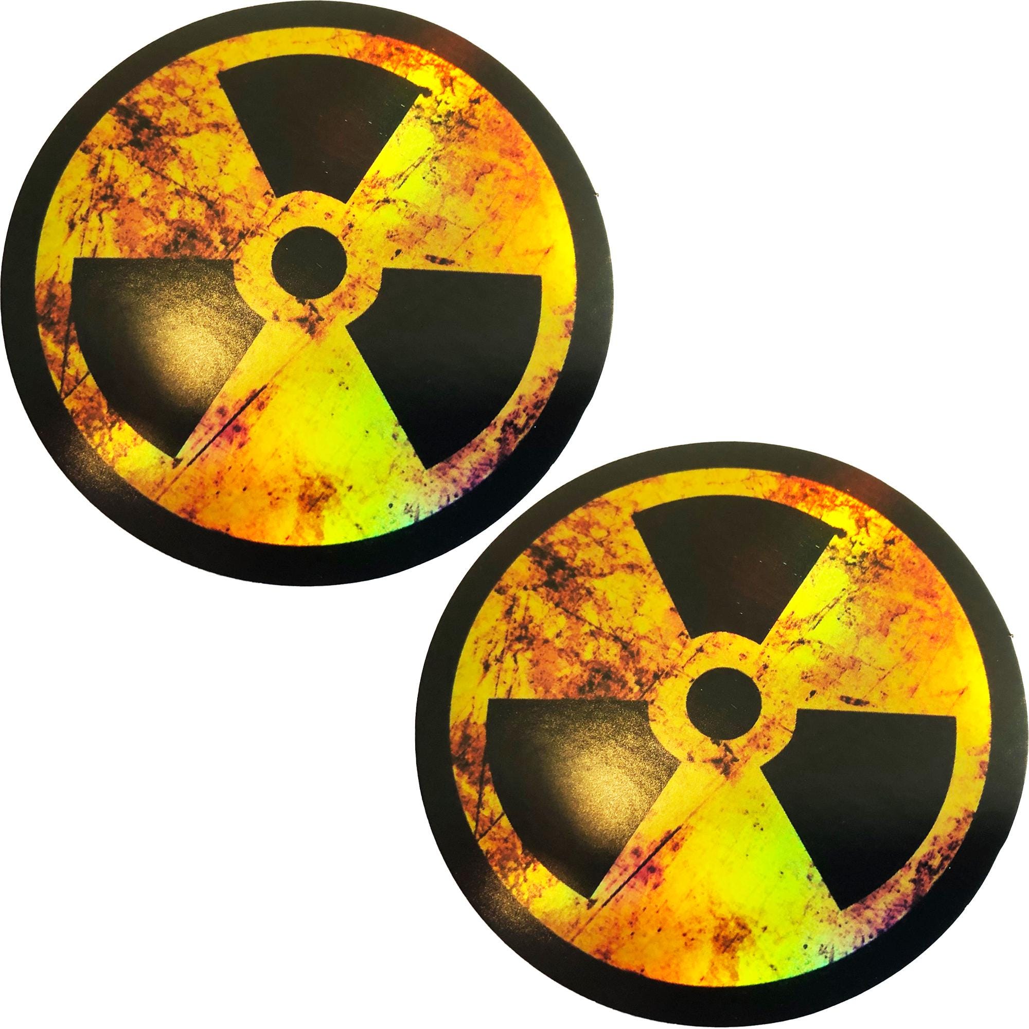 Nuke Button Sticker 2x Shiny Radioactive Nuclear Radiation Rustic Symbol Stickers Laptop ...