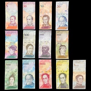 Venezuela 13 Banknoten Set Bolivares Währung Soberano Banknote Welt Papiergeld