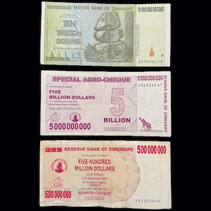 Cheques agrícolas especiales por valor de 5 mil millones de dólares y 10 billones de dólares al portador de Zimbabwe