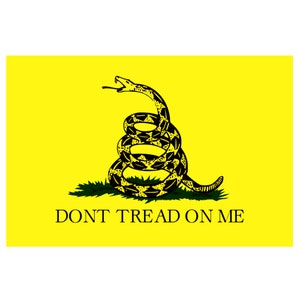 Don&#39;t Tread On Me Gadsden Flag Sticker 5x3.5 Inch Yellow Bumper Laptop Decal