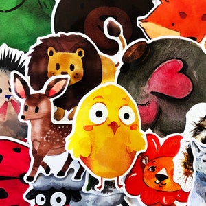 50 Stickers For Kids & Children - Cute Animals Stickers Decals For Phone Laptop Journal #BK