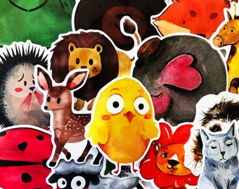 50 Stickers For Kids & Children - Cute Animals Stickers Decals For Phone Laptop Journal #BK