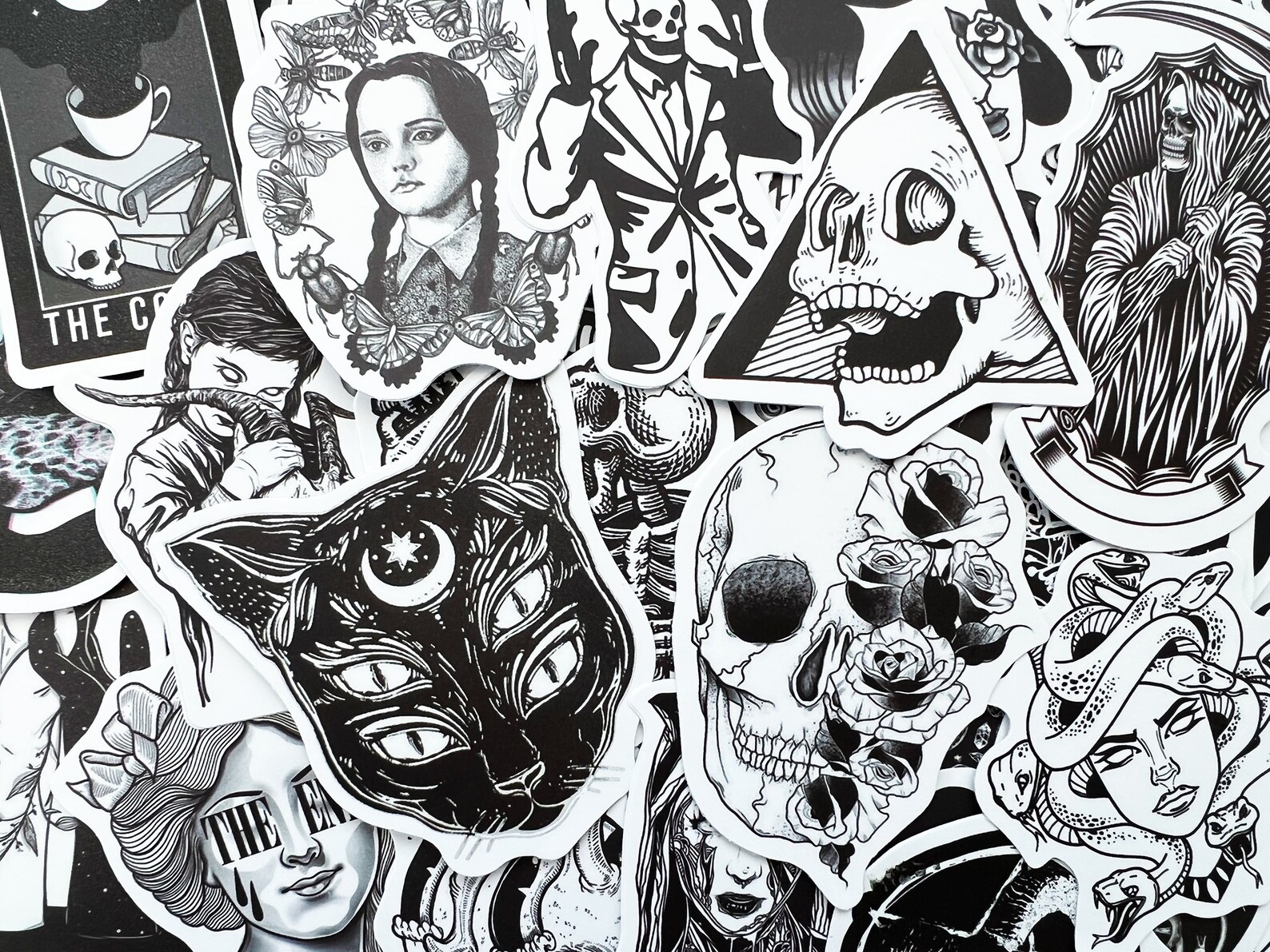 100 Cool Black and White Goth Laptop Stickers Dark Skull - Etsy