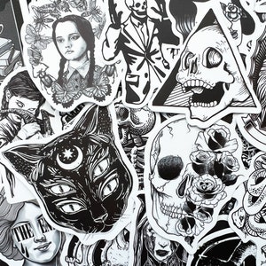 100 Cool Black and White Goth Laptop Stickers Dark Skull Tattoo Decals