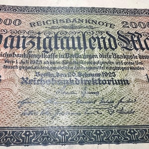 1923 Germany 20000 Mark Post WW1 Pre WW2 Banknote Papiergeld Kaiser VF-AU