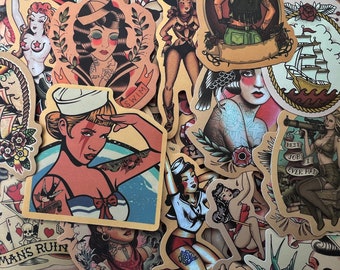 50 Sailor Navy Military Pin Up Girls Pirate Stickers Cars Trucks Bumpers