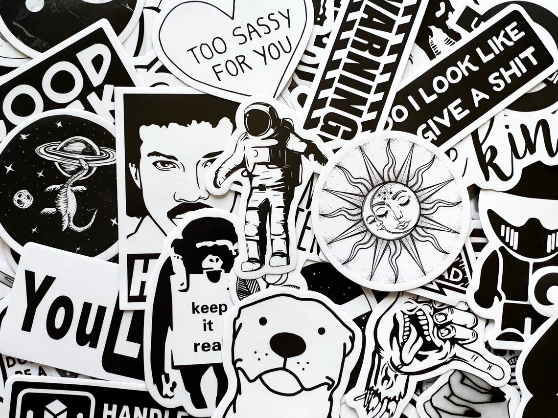 10-100 Black & White Transparent Sticker Pack - Etsy