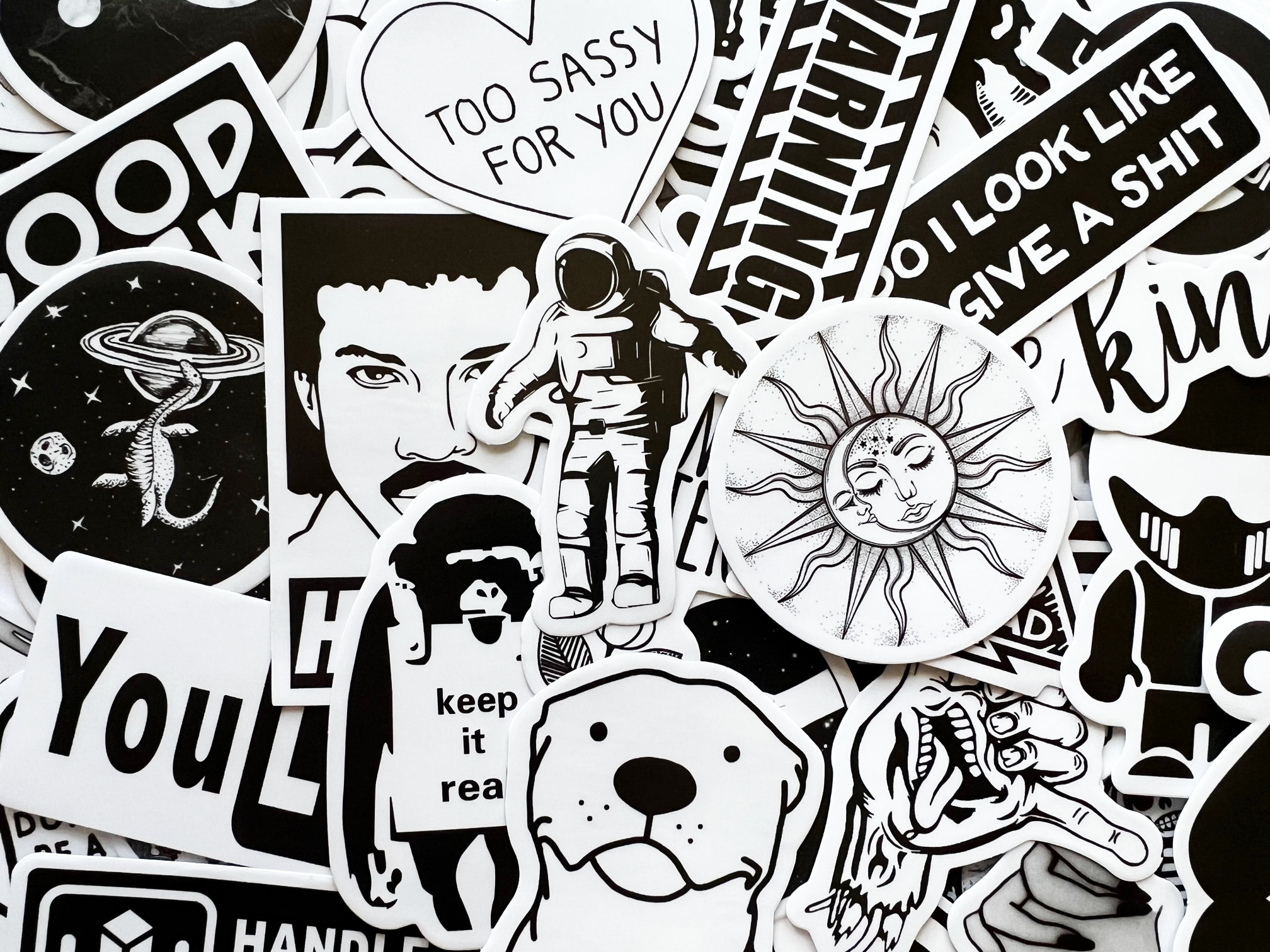 100 Black & White Transparent Sticker Pack - Etsy