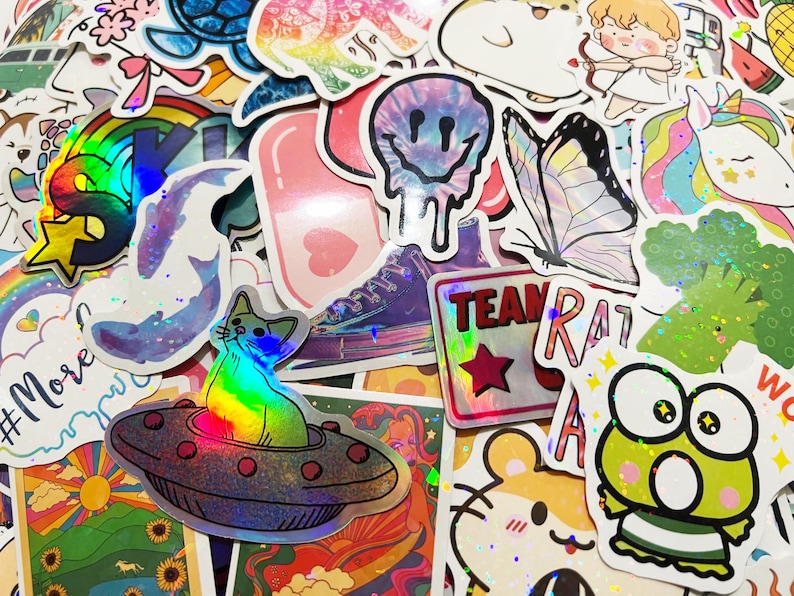 10-100 Random Reflective Sticker Pack Memes & Colorful Themes - Etsy