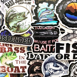 50 Fishing Nature Stickers Laptop Car Bumper Boat Box Decals Fish