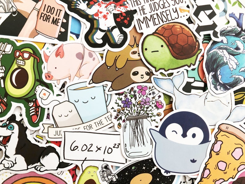 75 Cute Mixed Colors Sticker Lot Book Fun Pack Laptop Car Decals image 1
