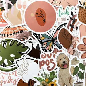 100 Cute Boho Stickers Retro Pack Computer Water Bottle Sticker Pack