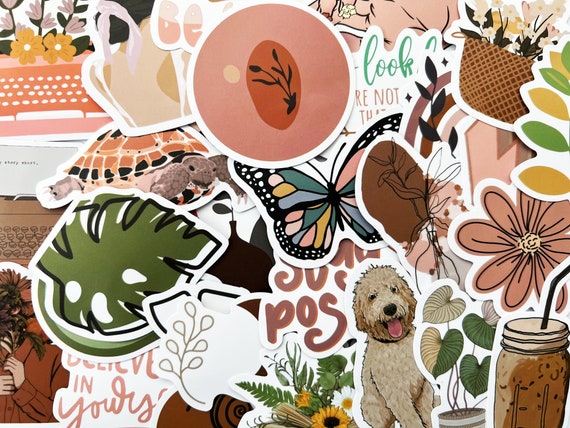 100 Cute Boho Stickers Retro Pack Computer Water Bottle Sticker