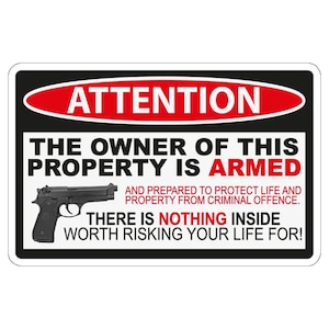 2X Second Amendment Defense Stickers 5x3.5 Inch Property Owner Is Armed Decal