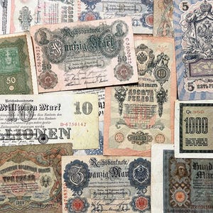 100+ år gamla 5 slumpmässiga vintagesedlar antika pengar set valuta kontanter gåva bild 1