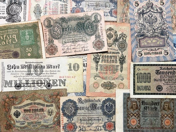 100+ Year Old 5 Random Vintage Banknotes Antique Money Set Currency Cash Gift