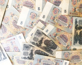 1961 UdSSR CCCP russische 5 Rubel sowjetische Ära Banknote Währung Geld