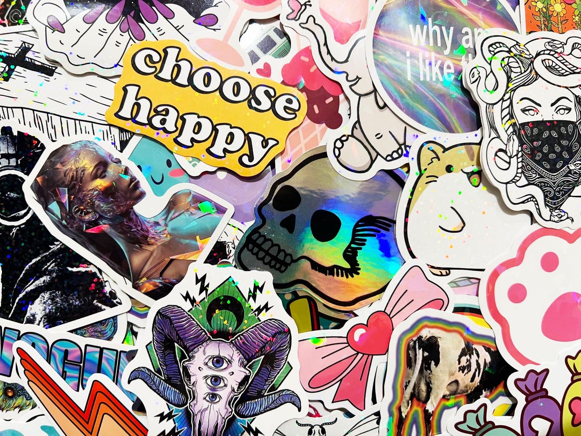 50 Random Reflective Stickers Pack Hardhat Suitcase Decorations - Etsy