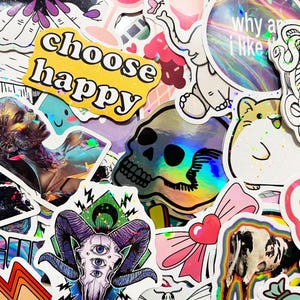50 Random Reflective Stickers Pack Hardhat Suitcase Decorations