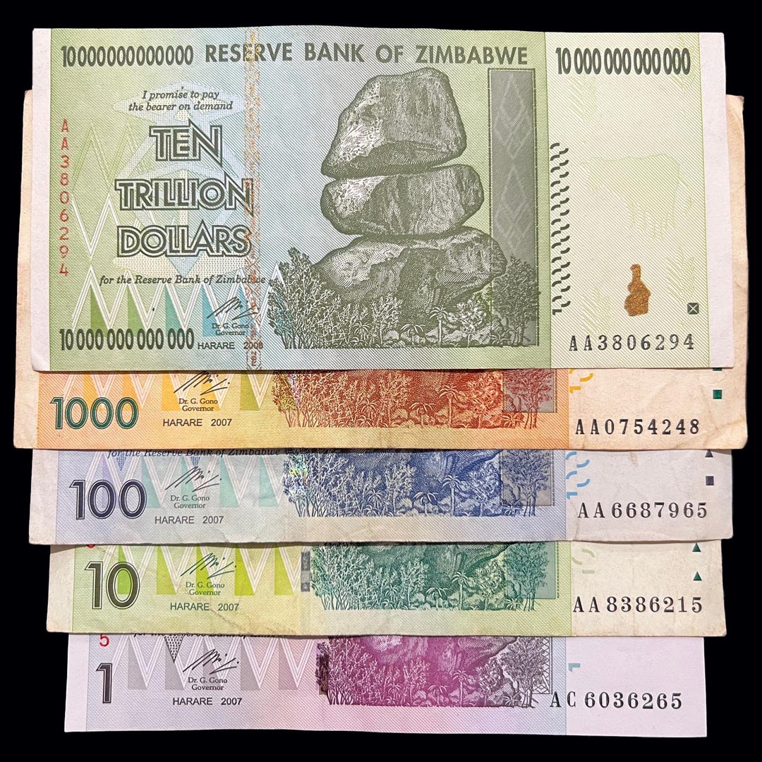 ジンバブエ 5 紙幣セット 1 10 100 1000 兆ドル紙幣 ワールドロット - Etsy 日本