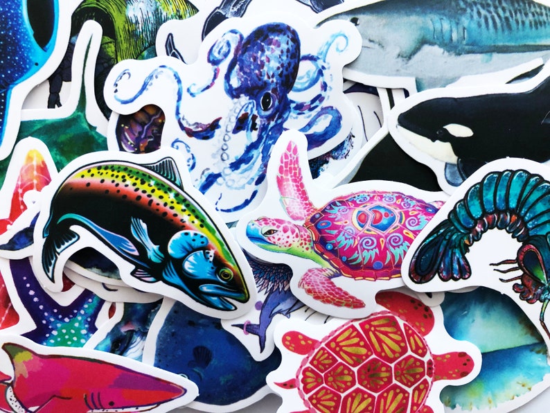 50 Aquatic Marine Ocean Life Stickers Scrapbooking Journal Etsy Canada