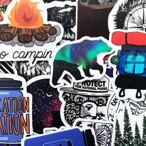 Outdoor Adventure Stickers for Water Bottles, Camping Hiking Sticker Pack  for Laptop Decals Travel Suitcase Luggage Car Nature Mystery Pack 