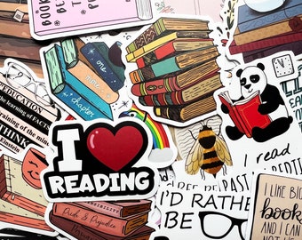 50 Book Stickers For Kindle Reader Bookish Reading Sticker Lot