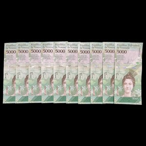 10x Venezuela 5000 Bolivares Banknoten 2017 Währung Welt Papiergeld Geldschein