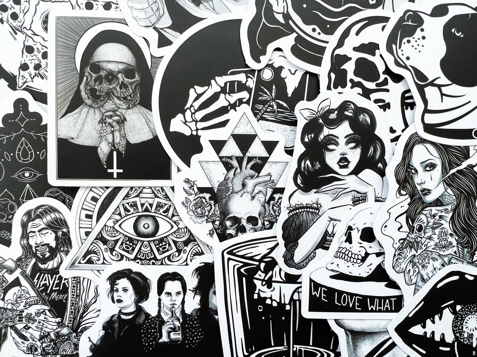 100 Cool Black and White Goth Laptop Stickers Dark Skull - Etsy