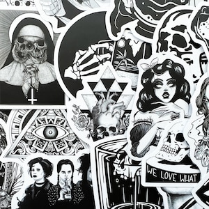 100 Cool Black and White Goth Laptop Stickers Dark Skull Tattoo Decals ...