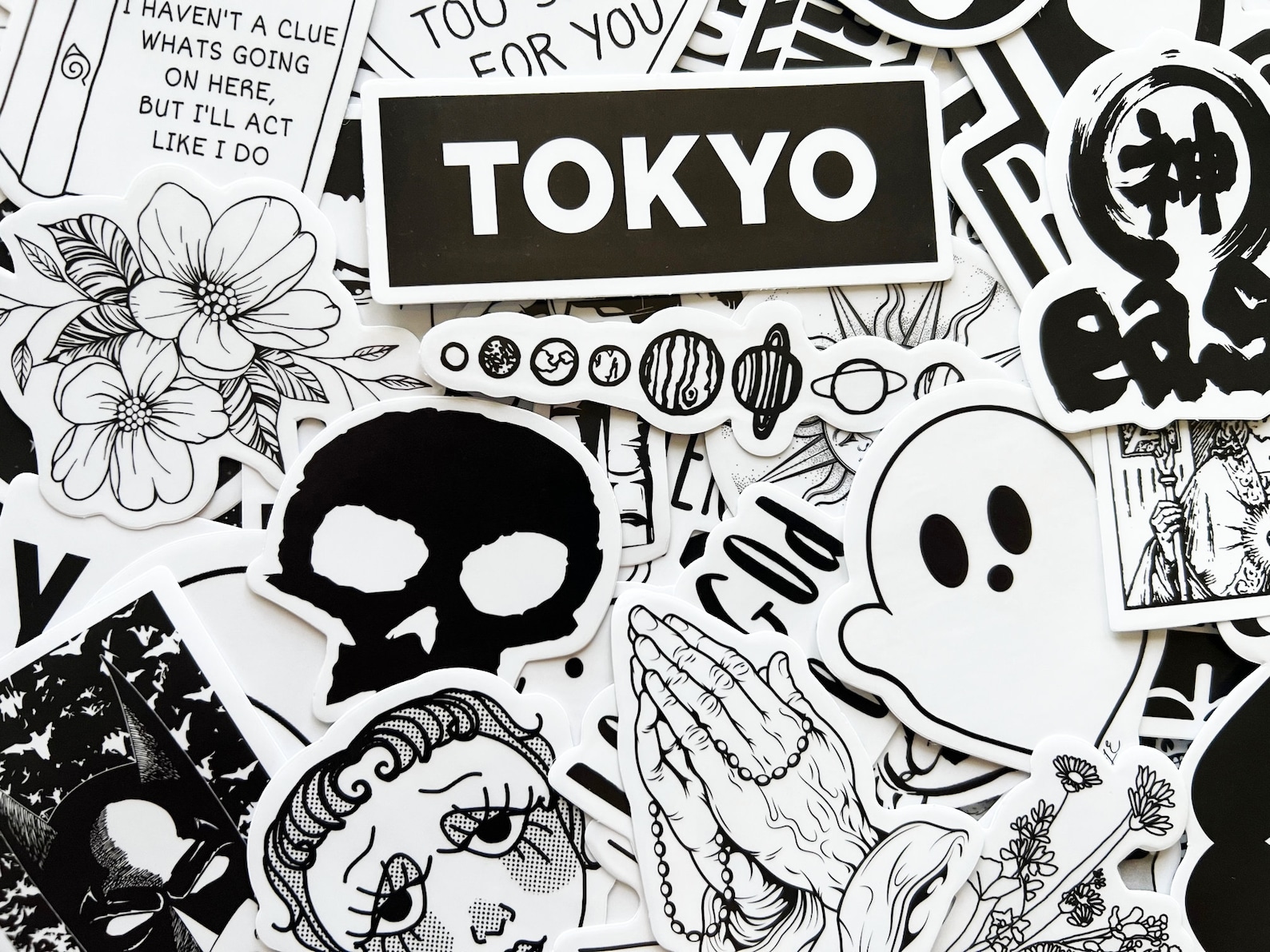 10-100 Black & White Transparent Sticker Pack - Etsy
