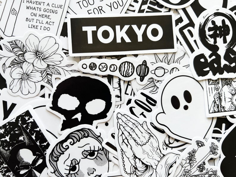 10-100 Black & White Transparent Sticker Pack - Etsy