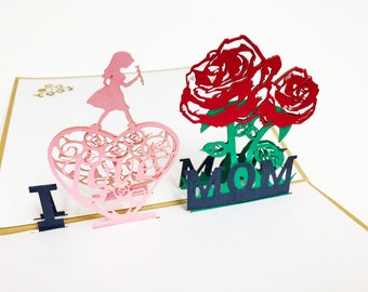Handmade 3D Pop Up Mothers Day Appreciation Thanks Love Card #5E