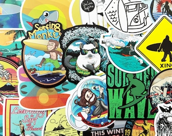 100 Surfing Ocean Stickers Pack Longboard Laptop Car Decals